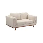 2 Seater Sofa Beige Fabric Modern Lounge Set for Living Room Couch with Wooden Frame