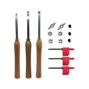 Woodturning Carbide Lathe Tools, Wood Turning Tool Set of 3 Rougher Detailer ...