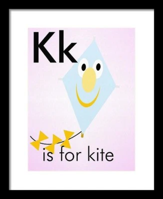 K is for Kite - Art Print Home Decor Wall Art - Flashcard (frame not included)