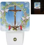 Jesus Cross Plug-in Night Light,Christian Brightness Lily 1 Pc, Faith