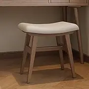 Makeup Vanity Stool, Saddle Cushion Vanity Bench Ottoman with Solid Wood Leg and Upholstered Seat, Entryway Shoe Bench, Counter Height Bar Stool for Kitchen Dining Piano