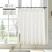 LIMON HOME Natural Linen Kitchen Curtains 36" W x 24" L Pinch Pleat Cafe Curtains 1 Panels