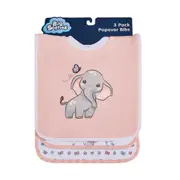 Big Softies 3 Pack Popover Bibs,Elephant