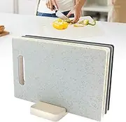 4Pcs Plastic Cutting Board Set with Storage Stand Dishwasher Safe Cutting Boards Heat-Resistant Chopping Board Reusable Cutting Board for Meat Vegetable