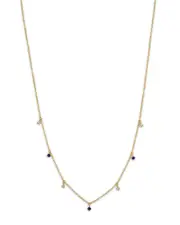 Zoe Chicco 14K Yellow Gold Dangling Station Blue Sapphire & Diamond Necklace, 14