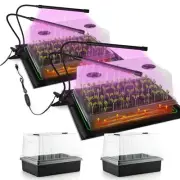 4-Pack Seed Starter Kit with Adjustable Grow Lights & 2 Heat Mats – 5'' Humid...