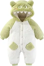 [JiAmy] Baby Snowsuit Hooded Romper Winter Outfits Boys Girls Cartoon Bear Fleece Jumpsuit 0-18 Months