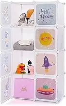 Children Wardrobe, Kid Closet Portable Baby Dresser Cute for Kids Bedroom Nursery Armoire with Doors 12 Cube 2 Hanging Sections, Kid Clothes Storage Organizer (White, 8 Cubes)