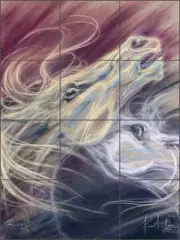 Tile Mural Backsplash Ceramic McElroy Horses Equine Art KMA035