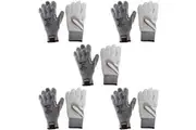 5 Pair Safetyware Heavy Duty Level 5 Cut Resistant Leather Palm Work Gloves Bulk for Gardening Mechanic Construction Builder General Purpose