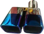 Stainless Steel Exhaust tip Decorative Muffler Tips Compatible For Toyota Alphard And Vellfire Dual Exhaust tips Modification(A3 Blue)