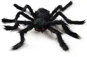 Giant Fake Spider Lifelike Halloween Posable Black Soft Hairy Fake Spiders Scary Decorations Home Yard Outdoor (200cm)