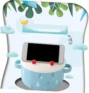 UTHCLO 1pc Cartoon Ceramic Noodle Bowl with Lid Elephant Phone Holder Style Compact for Instant Noodles Snacks and Salad Mixing Office School