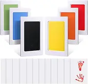 TaoBary 6 Pcs Extra Large Clean Touch Ink Pad for Baby Handprints and Footprints, Non Toxic Inkless Infant Hand and Foot Stamp Pet Paw Print with 12 Cards for Family Memory Gift (Small)