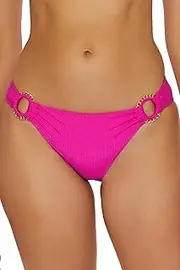 [BECCA] Women's Monte Carlo Ring Bikini Bottom, Cheeky Coverage, Swimwear Separates