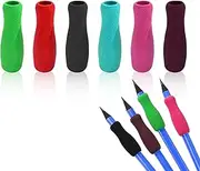 6Pcs Colour Foam Pencil Grips Soft Foam for Adults,Open Slip Insert Pen Paint Brush Holder Ergonomic Handed Use for Handwriting, Drawing, Coloring Education and Crafts Writing and Correction Supplies