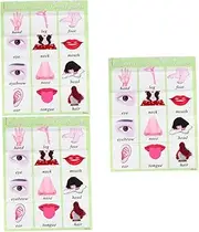 Operitacx 3pcs Educational Toys Toddler Learning Flashcard Wall Chart Preschool 100 English Words