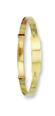 Yellow Gold Expandable Identity Baby Bangle - British Made - Hallmarked