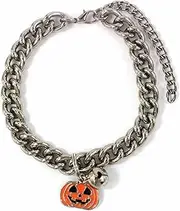 Cat Dog Chain Collar Walking Training Collar with Bell Pumpkin Pendant Necklace Chain​ for Small Medium Dogs(XS: 17cm~22cm)