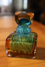 Colorful Hand-Blown Art Glass Perfume Bottle | Multicolor Swirl