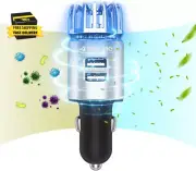 Car Air Purifier Ionizer, 12V Plug-In Car Air Freshener Gadgets with Dual USB Ch