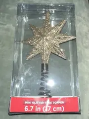 Walgreens CHRISTMAS Mini Silver Glitter Star Tree Topper 6.7” New In Package