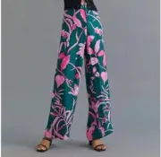Anthropologie Wide Leg Floral Pattern Pants Size 0 NWT