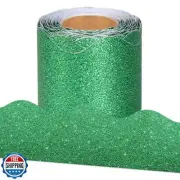 Leezead Green Glitter Scalloped Bulletin Board Border Trim, 32.8 Feet x 2.4 I