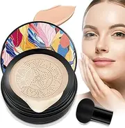 Mushroom Head Air Cushion CC Cream Foundation, Moisturizing BB Cream, Long Lasting Matte Concealer with 2PCS Mushroom Head Sponges (Natural, M)