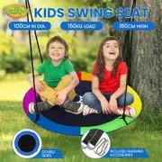 Tree Swing Seat Chair Set Childrens Hanging Outdoor Indoor Round Flying Saucer Playset Outsides Garden Camping 2 Sides Disc Straps Carabiners Kidbot
