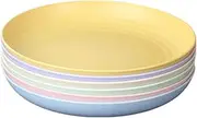 6 Pack Wheat Straw Plates Reusable Dinner Plates, Durable & Lightweight, Perfect for Home, Parties, Camping, and Dishwasher Safe (Pink, Blue, Green, Beige, Purple, Yellow)