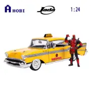 Jada 1:24 1957 Chevy Bel Air Taxi With Deadpool Figure Diecast Model