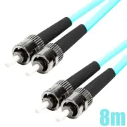 8M ST/ST OM3 Duplex 50/125 Multi Mode Fiber Optic Optical Patch Cable OFNR Aqua