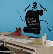 PIRATE SCROLL CHALKBOARD wall stickers MURAL 5 decals chalk skull swords decor
