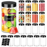 20 Pack 14oz Plastic Clear Jars Cylinder Containers for Food Spices Cosmetics