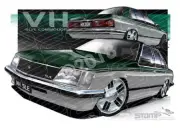 Holden Commodore VH 1981 VH COMMODORE SLE GREEN OVER SILVER A3 FRAMED PRINT (HC1