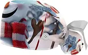 [YTYVAGT] 2-Pc,Gourd-Shaped Working Cap,Fisherman Hat with Buttons and Cotton Sweatband,Happy Snowman Winter Skiing Background