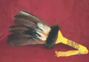 Medicine Man Prayer Fan w/ Fur & Beadwork Wrap Native American made LA19