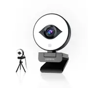 PAPALOOK PA552 Pro Full HD 1080P/60FPS Web Camera Autofocus StreamCam with Built-in Dual Mics, Adjustable Brightness Ring
