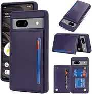 [iCoverCase] Compatible with Google Pixel 7a Case with Card Holder, Wallet Phone Case for Women Men [RFID Blocking] PU Leather Protective Wallet Case for Pixel 7a (Dark Purple)