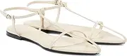 [VorisVina] Black Flat Sandals for Women Adjustable Metallic Buckle Ankle Strap Slide Sandals Comfortable Pointed Open Toe Slip on Sandal