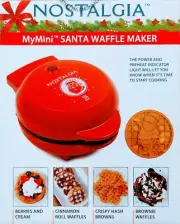 Nostalgia MyMini Santa Pattern Waffle Maker Compact Sz 5” Non-Stick NEW
