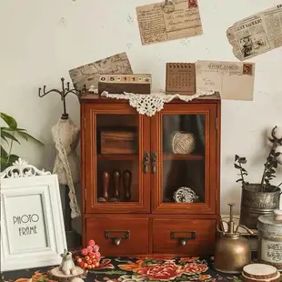 MOLLY 復古收納櫃 zakka實木抽屜式木製收納櫃 木質儲物櫃掛壁櫃 展示小木櫃 日係簡約置物架 雜物木質整理盒