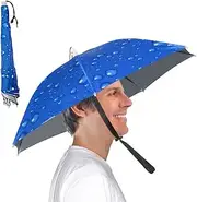 Umbrella Hat, 25 inch Small Hands Free Umbrella Cap for Adults & Kids, 7-Ribs UV Protection Waterproof Foldable Headwear for Gardening Camping Golf Sunshade Outdoor