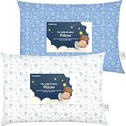 KeaBabies 2-Pack Toddler Pillow 33x45 - Soft Organic Cotton Kids Travel Bed Pillows for Sleeping, School, Nap, Machine Washable, Toddlers 2 to 5, Pillowcase Sold Separately (Sports)