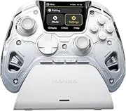 ManbaOne Multi-Platform Gaming Controller for PC, Switch, iOS, Android with 2-Inch Screen, Hall Effect Joysticks/Triggers, Mapping Function, Colorful LED, 1800mAh Battery, Charging Dock (White)