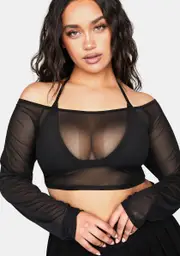 Plus Living Delights Mesh Crop Top