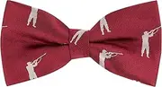 [King & Priory] Shooting/Gamekeeper Burgundy Red Herringbone Embroidered Bow Tie