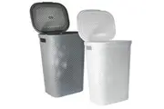 60L White Plastic Laundry Hamper Basket Clothes Washing Storage Basket