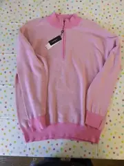 Turtleson Mens 1/4 Zip Pullover Pink Long Sleeve Size L